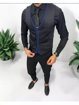 Vesta barbati eleganta slim fit, neagra, 13259 33-2.3