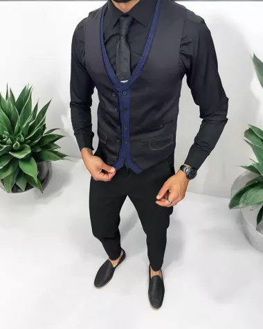 Vesta barbati eleganta slim fit, neagra, 13213