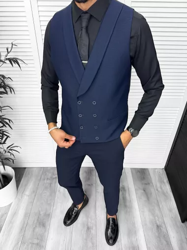 Vesta barbati eleganta slim fit, bleumarin, 13218
