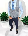 Vesta barbati eleganta slim fit, in carouri, 13219