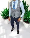 Vesta barbati eleganta slim fit, in carouri, 13219