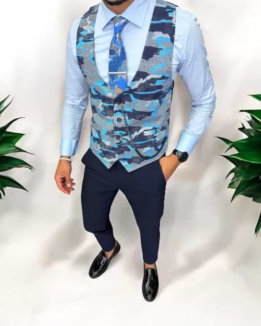 Vesta barbati eleganta slim fit, camuflaj , 13220