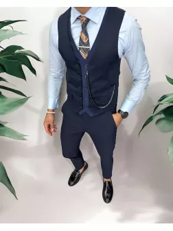 Vesta barbati eleganta slim fit, bleumarin, 13268