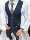 Vesta barbati eleganta slim fit, bleumarin, 13223