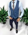 Vesta barbati eleganta slim fit, albastra, 13224