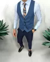 Vesta barbati eleganta slim fit, albastra, 13224