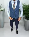 Vesta barbati eleganta slim fit, albastra, 13224