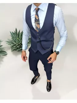 Vesta barbati eleganta slim fit, albastra, 13225