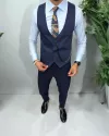 Vesta barbati eleganta slim fit, albastra, 13225