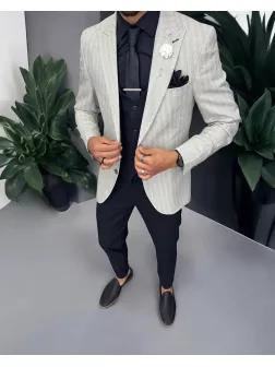 Sacou barbati slim fit gri 133