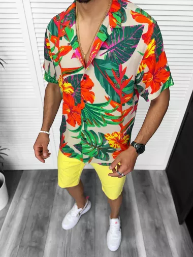 Compleu de vara camasa imprimeu + pantaloni 13217