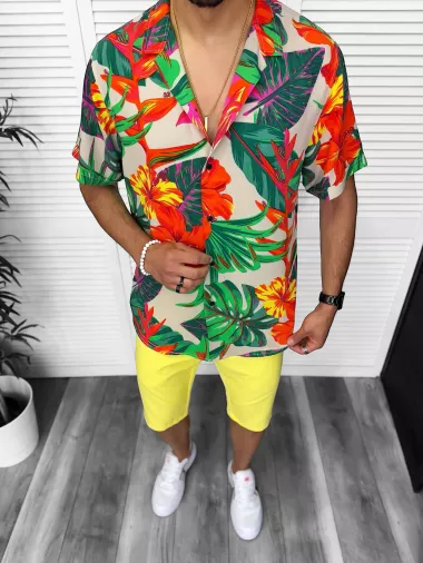 Compleu de vara camasa imprimeu + pantaloni 13217