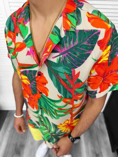 Compleu de vara camasa imprimeu + pantaloni 13217