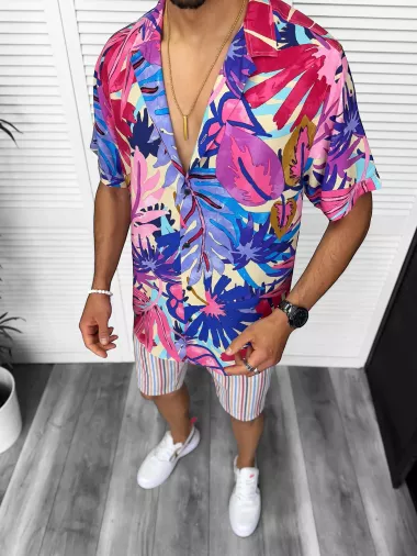 Compleu de vara camasa imprimeu + pantaloni 13219