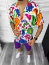 Compleu de vara camasa imprimeu + pantaloni 13222