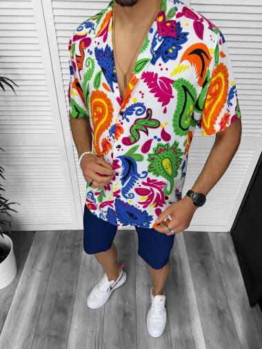 Compleu de vara camasa imprimeu + pantaloni 13224