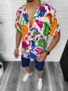 Compleu de vara camasa imprimeu + pantaloni 13224