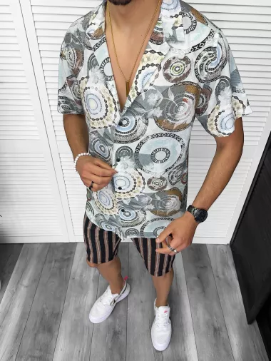 Compleu de vara camasa imprimeu + pantaloni 13225