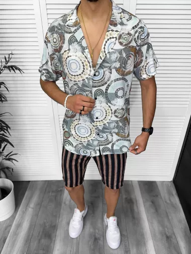 Compleu de vara camasa imprimeu + pantaloni 13225