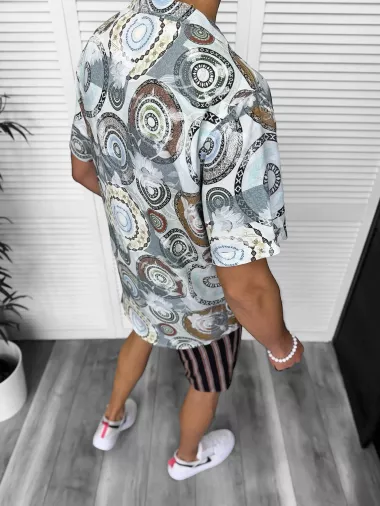 Compleu de vara camasa imprimeu + pantaloni 13225