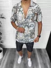 Compleu de vara camasa imprimeu + pantaloni 13227