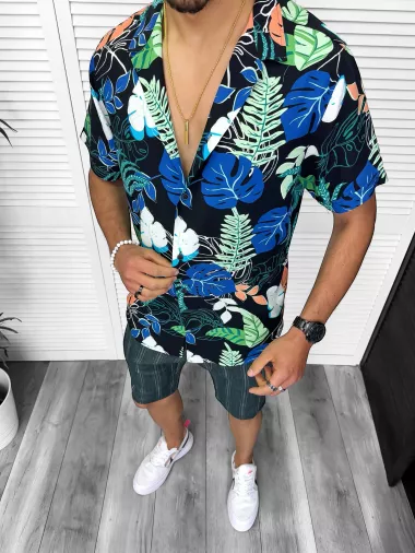 Compleu de vara camasa imprimeu + pantaloni 13229