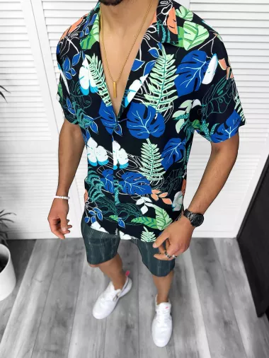 Compleu de vara camasa imprimeu + pantaloni 13229