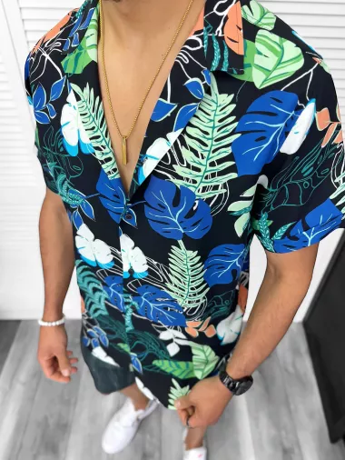 Compleu de vara camasa imprimeu + pantaloni 13229