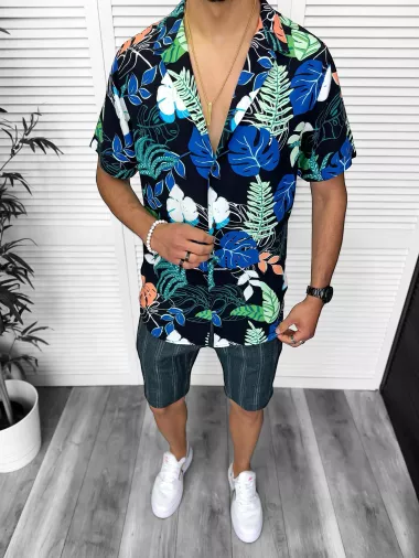 Compleu de vara camasa imprimeu + pantaloni 13229