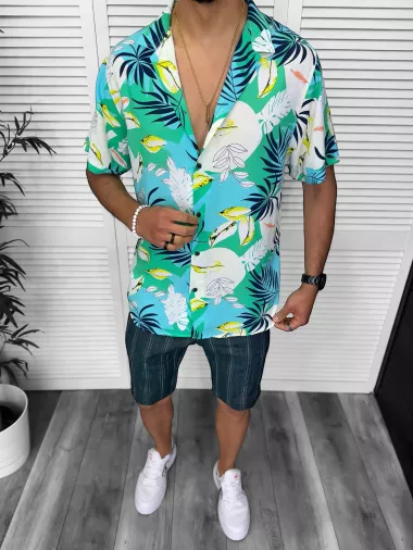 Compleu de vara camasa imprimeu + pantaloni 13230