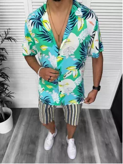 Compleu de vara camasa imprimeu + pantaloni 13231
