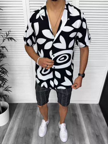 Compleu de vara camasa imprimeu + pantaloni 13234