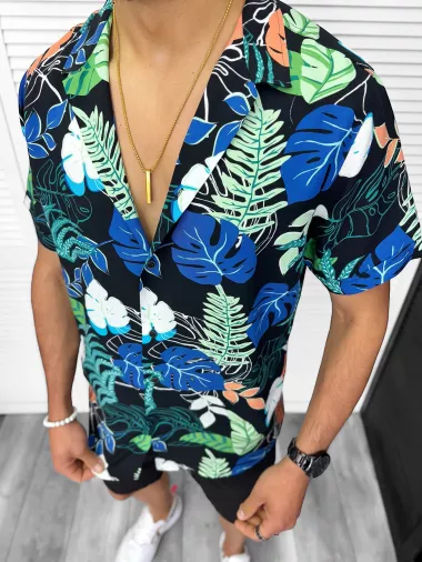 Camasa barbati PREMIUM , maneca scusta, cu imprimeu 13173 D4-3.3