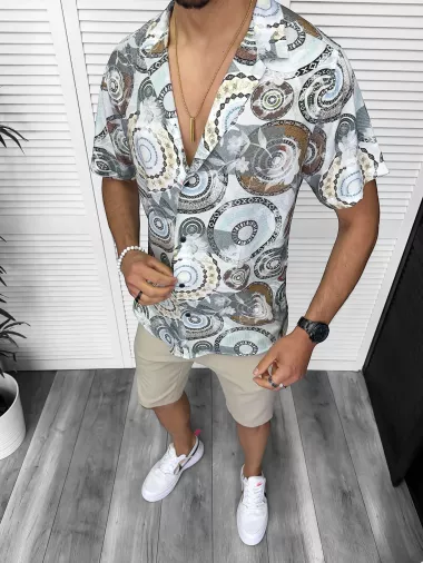 Camasa barbati PREMIUM , maneca scusta, cu imprimeu 13174 D6-3.4