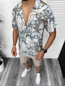 Camasa barbati PREMIUM , maneca scusta, cu imprimeu 13174 D6-3.4