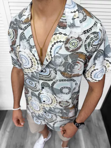 Camasa barbati PREMIUM , maneca scusta, cu imprimeu 13174 D6-3.4