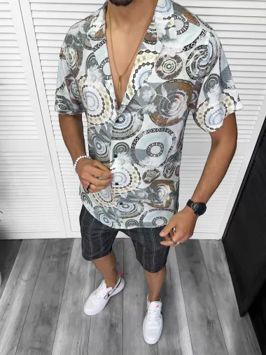 Camasa barbati PREMIUM , maneca scusta, cu imprimeu 13174 D6-3.4
