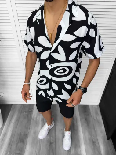 Camasa barbati PREMIUM , maneca scusta, cu imprimeu 13177 D3-5.4