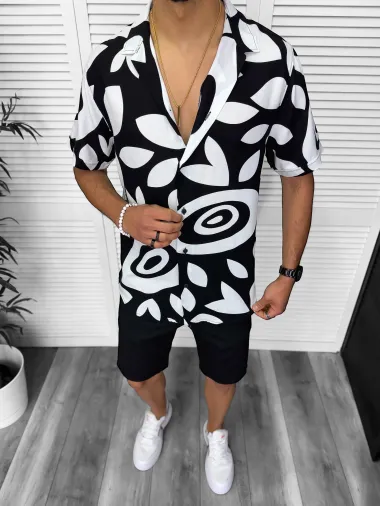 Camasa barbati PREMIUM , maneca scusta, cu imprimeu 13177 D3-5.4