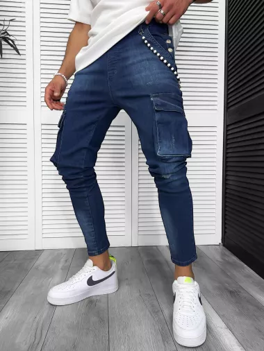 Blugi barbati conici albastri cargo 13335