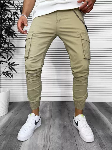 Pantaloni de trening cargo, kaki, conici 3157 O3-1.1