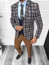 Costum barbati slim fit sacou, pantaloni, vesta, cravata, batista 13200