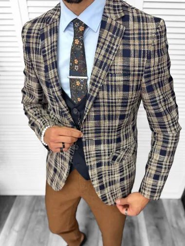 Costum barbati slim fit sacou, pantaloni, vesta, cravata, batista 13200