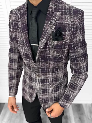 Costum barbati slim fit sacou, pantaloni, vesta, cravata, batista 13201