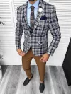 Costum barbati slim fit sacou, pantaloni, vesta, cravata, batista 13202
