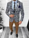 Costum barbati slim fit sacou, pantaloni, vesta, cravata, batista 13202