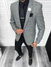 Costum barbati slim fit sacou, pantaloni, vesta, cravata, batista 13203
