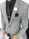 Costum barbati slim fit sacou, pantaloni, vesta, cravata, batista 13203