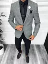 Costum barbati slim fit sacou, pantaloni, vesta, cravata, batista 13203