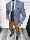 Costum barbati slim fit sacou, pantaloni, vesta, cravata, batista 13204